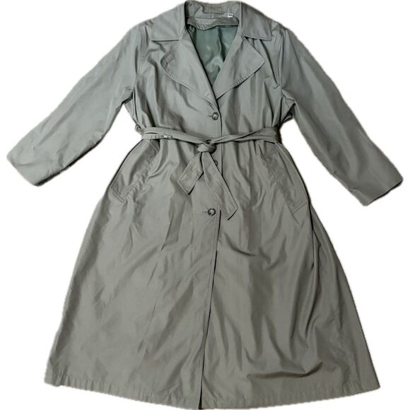 London Fog Towne Trench Coat in Khaki Green w/Sustainable Sashiko Mend 1X - Picture 1 of 12